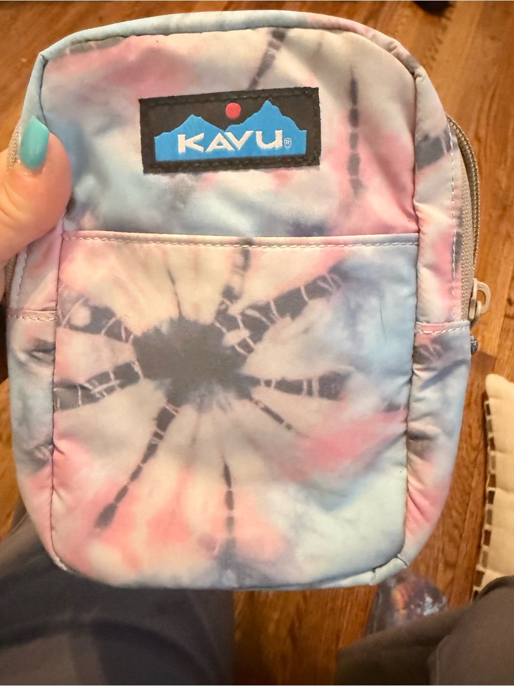 Kavu Pastel Tie-Dye Crossbody Bag with smaller bag attached